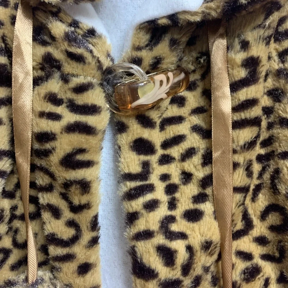 Boutique Leopard Print FauxFur Jacket 3T Girls Cropped Coat Animal Print Toddler
